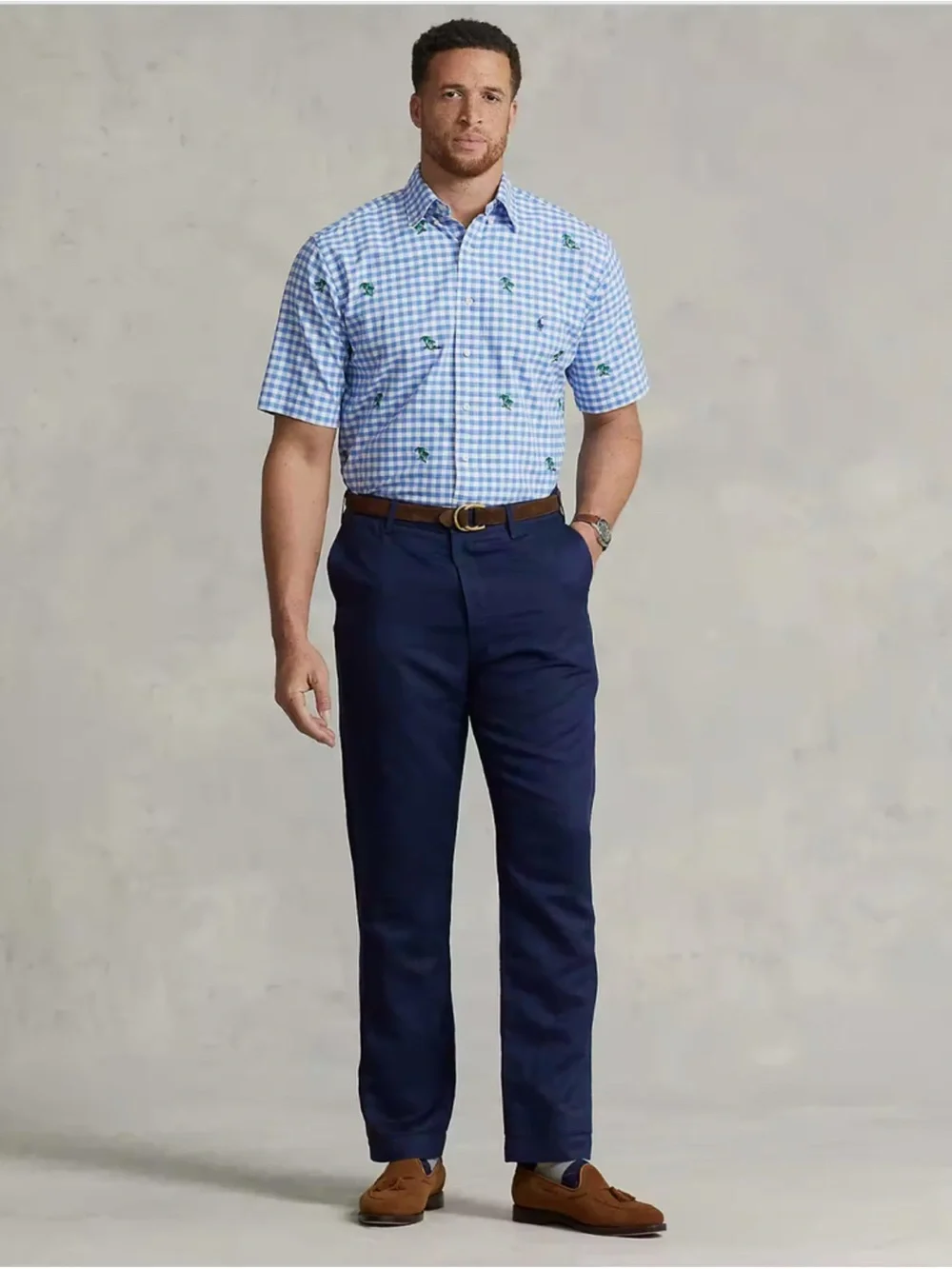 $125 Polo Ralph Lauren Men's Palm Tree-Embroidered Oxford Shirt, Size  XXL